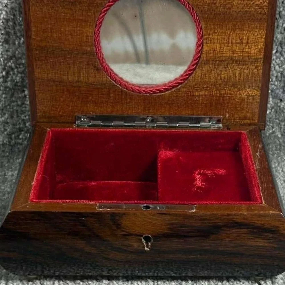 Reuge Music Box Brown Floral‎ Marquetry Lara's Theme Italy Vintage